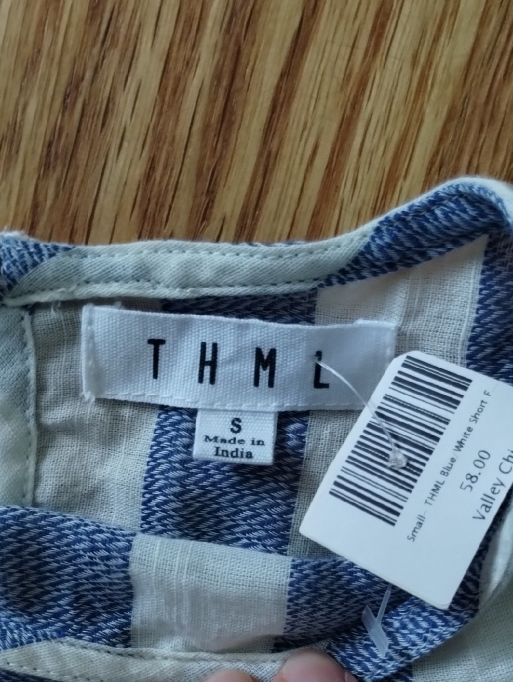 THML Blue and White Striped Flutter Sleeve Top with Pink Trim - Picture 5 of 7